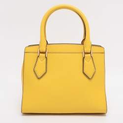 Pre Owned Michael Kors Yellow Leather Medium Mott Tote