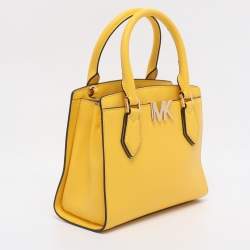 Pre Owned Michael Kors Yellow Leather Medium Mott Tote