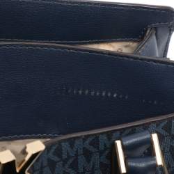Pre Owned Michael Kors Blue Coated Canvas and Leather Large Mott Tote