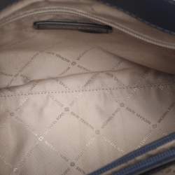 Pre Owned Michael Kors Blue Coated Canvas and Leather Large Mott Tote