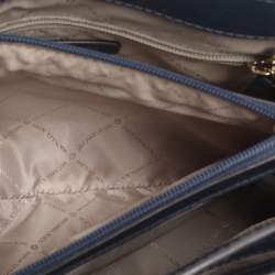 Pre Owned Michael Kors Blue Coated Canvas and Leather Large Mott Tote