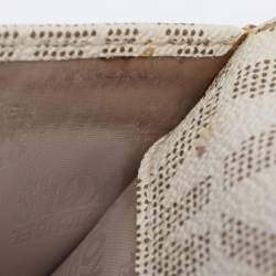 Pre Owned Michael Kors White/Brown Signature Coated Canvas and Leather Fulton Continental Wallet