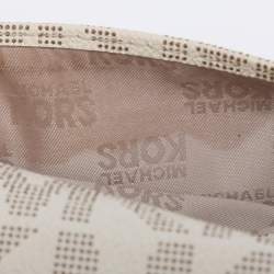 Pre Owned Michael Kors White/Brown Signature Coated Canvas and Leather Fulton Continental Wallet