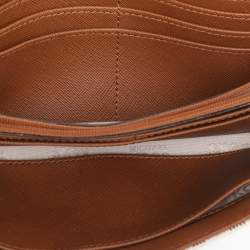 Pre Owned Michael Kors White/Brown Signature Coated Canvas and Leather Fulton Continental Wallet