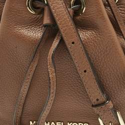 Pre Owned Michael Kors Brown Leather Jules Drawstring Bucket Bag
