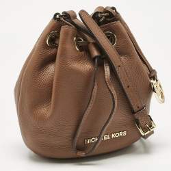 Pre Owned Michael Kors Brown Leather Jules Drawstring Bucket Bag