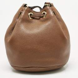 Pre Owned Michael Kors Brown Leather Jules Drawstring Bucket Bag