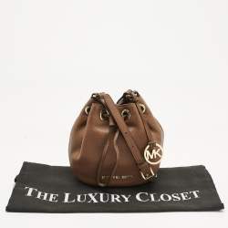 Pre Owned Michael Kors Brown Leather Jules Drawstring Bucket Bag