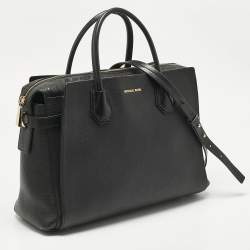Pre Owned Michael Kors Black Leather Large Mercer Belted Satchel