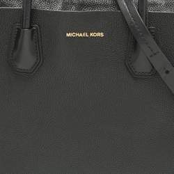 Pre Owned Michael Kors Black Leather Large Mercer Belted Satchel