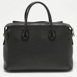 Pre Owned Michael Kors Black Leather Large Mercer Belted Satchel