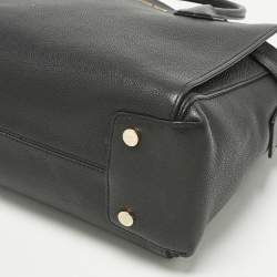 Pre Owned Michael Kors Black Leather Large Mercer Belted Satchel