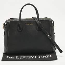 Pre Owned Michael Kors Black Leather Large Mercer Belted Satchel
