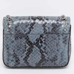 Pre Owned Michael Kors Two-Tone Blue Python Effect Leather Small Sloan Shoulder Bag