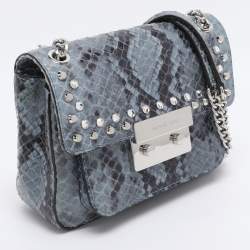 Pre Owned Michael Kors Two-Tone Blue Python Effect Leather Small Sloan Shoulder Bag
