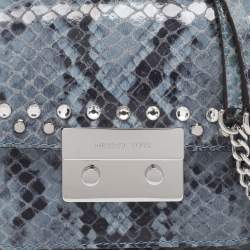 Pre Owned Michael Kors Two-Tone Blue Python Effect Leather Small Sloan Shoulder Bag