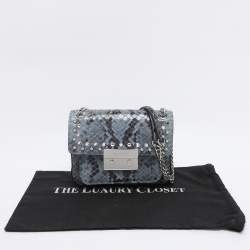 Pre Owned Michael Kors Two-Tone Blue Python Effect Leather Small Sloan Shoulder Bag