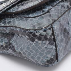 Pre Owned Michael Kors Two-Tone Blue Python Effect Leather Small Sloan Shoulder Bag