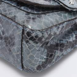 Pre Owned Michael Kors Two-Tone Blue Python Effect Leather Small Sloan Shoulder Bag