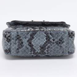 Pre Owned Michael Kors Two-Tone Blue Python Effect Leather Small Sloan Shoulder Bag