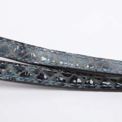 Pre Owned Michael Kors Two-Tone Blue Python Effect Leather Small Sloan Shoulder Bag