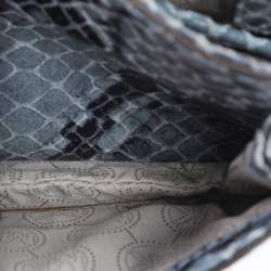 Pre Owned Michael Kors Two-Tone Blue Python Effect Leather Small Sloan Shoulder Bag