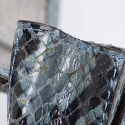 Pre Owned Michael Kors Two-Tone Blue Python Effect Leather Small Sloan Shoulder Bag