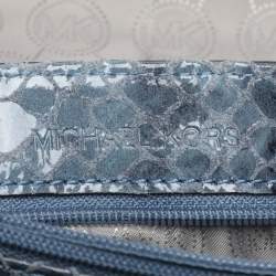 Pre Owned Michael Kors Two-Tone Blue Python Effect Leather Small Sloan Shoulder Bag