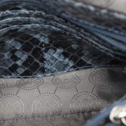 Pre Owned Michael Kors Two-Tone Blue Python Effect Leather Small Sloan Shoulder Bag