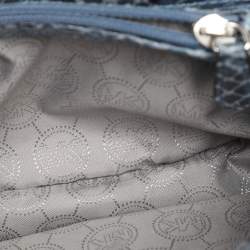 Pre Owned Michael Kors Two-Tone Blue Python Effect Leather Small Sloan Shoulder Bag