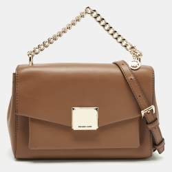 Pre Owned Michael Kors Brown Leather Small Lita Shoulder Bag 