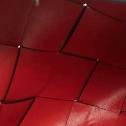 Pre Owned Michael Kors Red Woven Leather Mott East West Chain Clutch