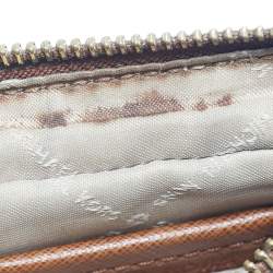 Pre Owned Michael Kors Brown/Beige Signature Coated Canvas and Leather Jet Set Camera Crossbody Bag