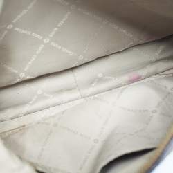 Pre Owned Michael Kors Brown/Beige Signature Coated Canvas and Leather Jet Set Camera Crossbody Bag