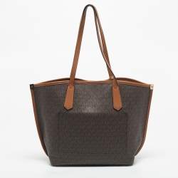 مملوكة مسبقًا Michael Kors Brown Signature Coated Canvas and Leather Jane Tote
