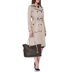 Pre Owned Michael Kors Brown Signature Coated Canvas Jet Set Travel Tote