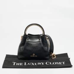 Pre Owned Michael Kors Black Leather Small Rosie Ring Bucket Bag  