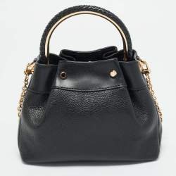 Pre Owned Michael Kors Black Leather Small Rosie Ring Bucket Bag  
