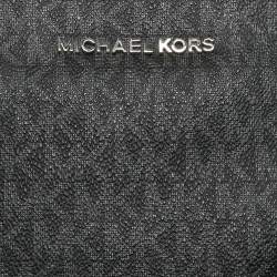 Pre Owned Michael Kors Black/Grey Signature Coated Canvas Large Messenger Bag