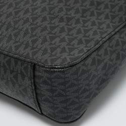 Pre Owned Michael Kors Black/Grey Signature Coated Canvas Large Messenger Bag