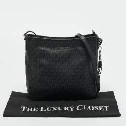 Pre Owned Michael Kors Black/Grey Signature Coated Canvas Large Messenger Bag