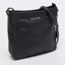 Pre Owned Michael Kors Black/Grey Signature Coated Canvas Large Messenger Bag