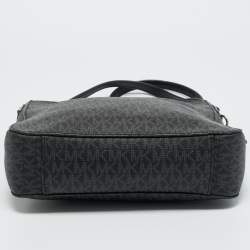 Pre Owned Michael Kors Black/Grey Signature Coated Canvas Large Messenger Bag