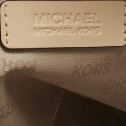 Pre Owned MICHAEL Michael Kors Off White/Beige Leather Jet Set East West Tote