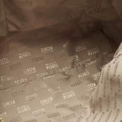 Pre Owned MICHAEL Michael Kors Off White/Beige Leather Jet Set East West Tote