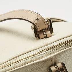 Pre Owned MICHAEL Michael Kors Off White/Beige Leather Jet Set East West Tote