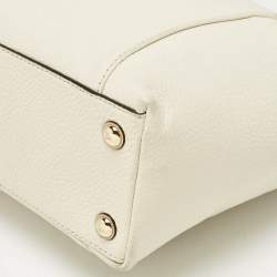 Pre Owned MICHAEL Michael Kors Off White/Beige Leather Jet Set East West Tote