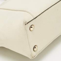 Pre Owned MICHAEL Michael Kors Off White/Beige Leather Jet Set East West Tote