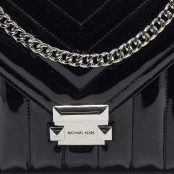 Pre Owned Michael Kors Black Quilted Patent Leather Large Whitney Shoulder Bag