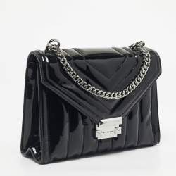 Pre Owned Michael Kors Black Quilted Patent Leather Large Whitney Shoulder Bag